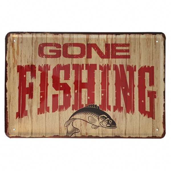 GONE FISHING BLECHSCHILD 20x30 cm