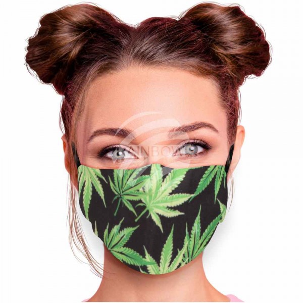 Verstellbare Stoffmaske Atemmaske Mund-Nasenbedeckung Schwarz mit Hanf floral